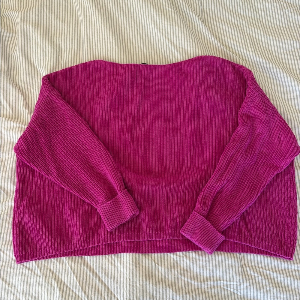 Womens Vintage Fuchsia Knit Sweater - Picture 3 of 3